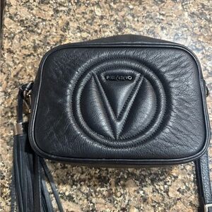 Valentino Black Leather Crossbody camera bag